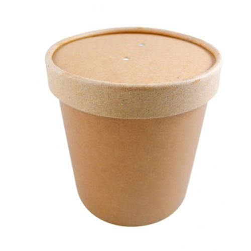 12OZ BROWN KRAFT PAPER SOUP CUP WITH PAPER LID
