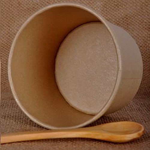 DISPOSABLE 8OZ TWO SIDES BROWN KRAFT PAPER BOWL WITH PE COATED